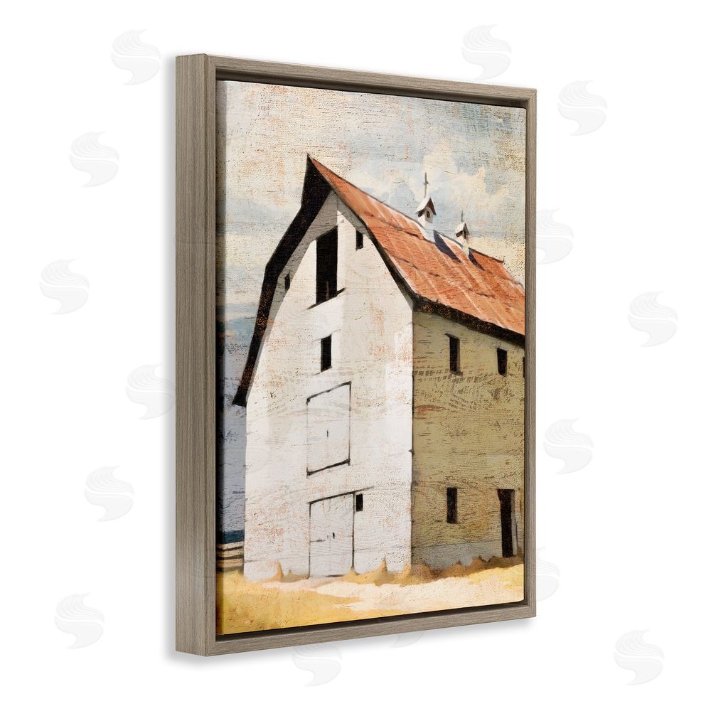 Susan Jill Rustic Big Barn Red Brown Floating Frame Canvas Wall Art Print