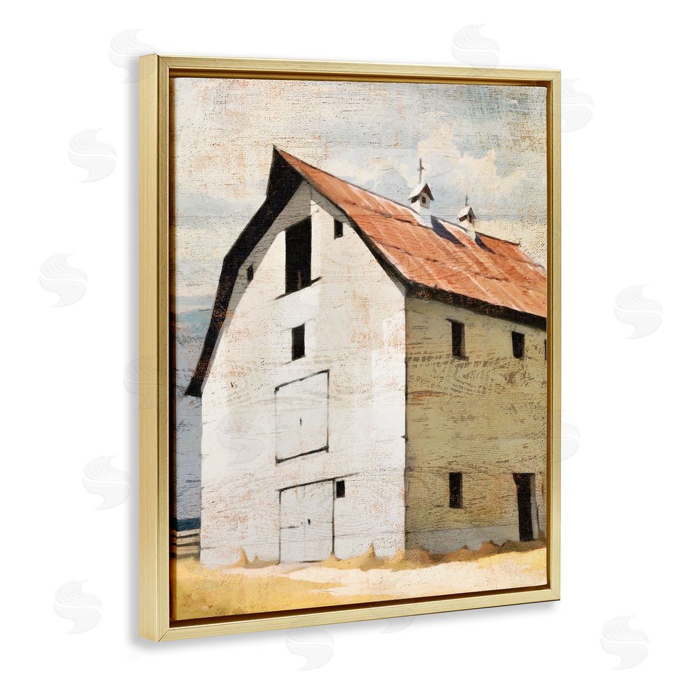 Susan Jill Rustic Big Barn Red Gold Floating Frame Canvas Wall Art Print