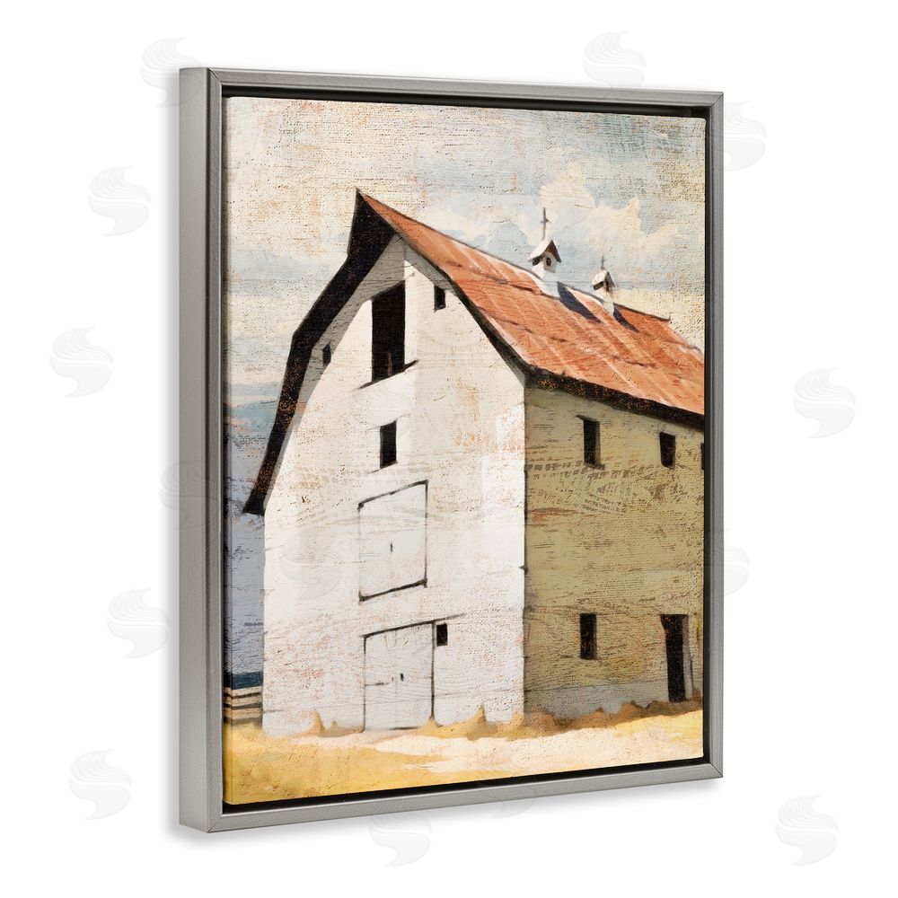 Susan Jill Rustic Big Barn Red Gray Floating Frame Canvas Wall Art Print