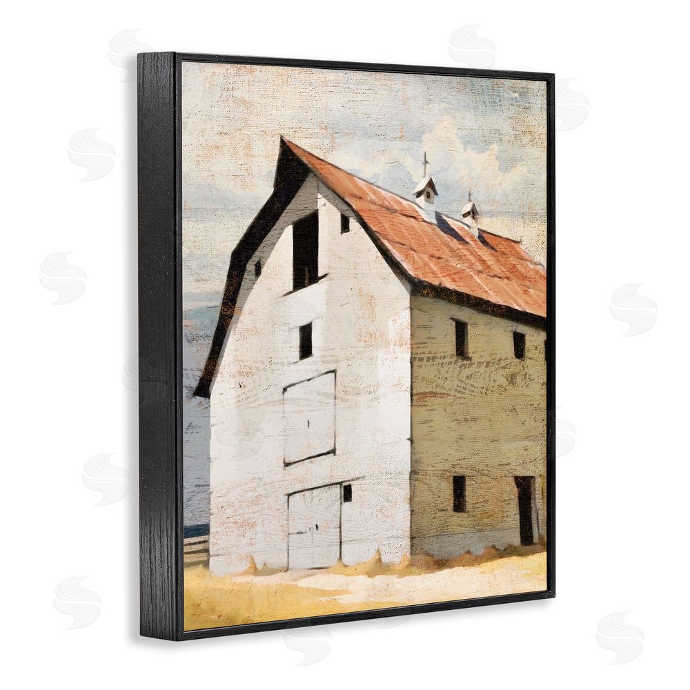 Susan Jill Rustic Big Barn Red Black Framed Giclee Wall Art Print