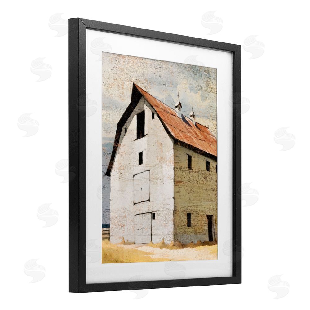 Susan Jill Rustic Big Barn Red Black Framed Print Under Glass Wall Art