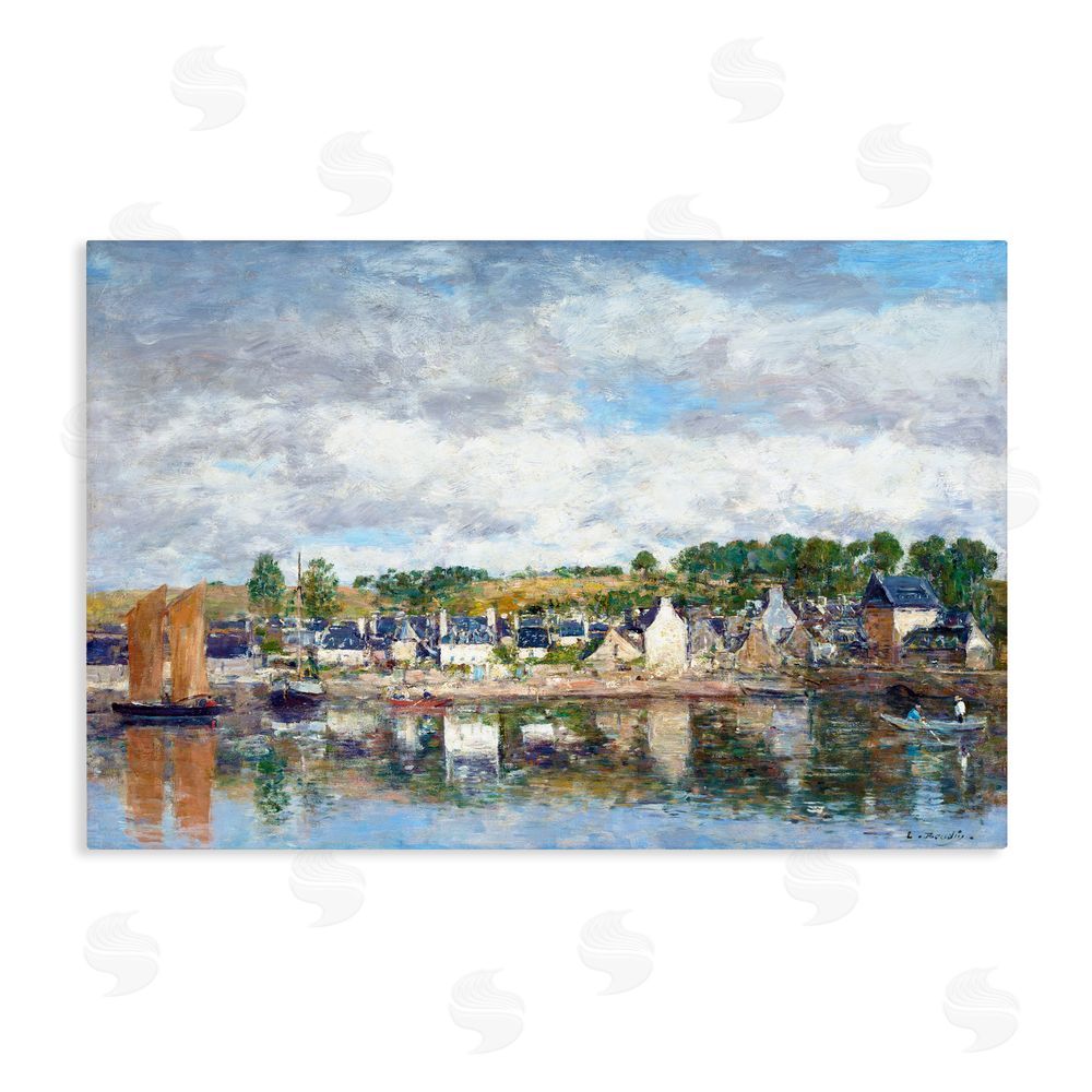 Eugene Boudin Village By A River Stretched Canvas Wall Art Print
