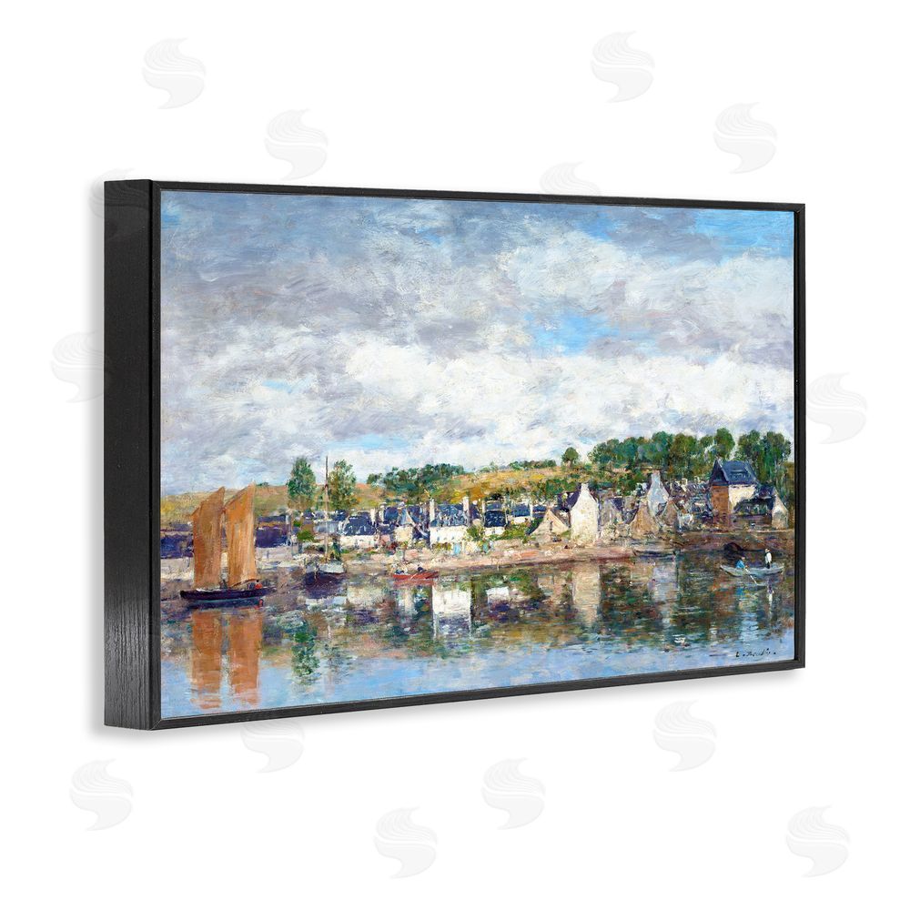 Eugene Boudin Village By A River Black Framed Giclee Wall Art Print