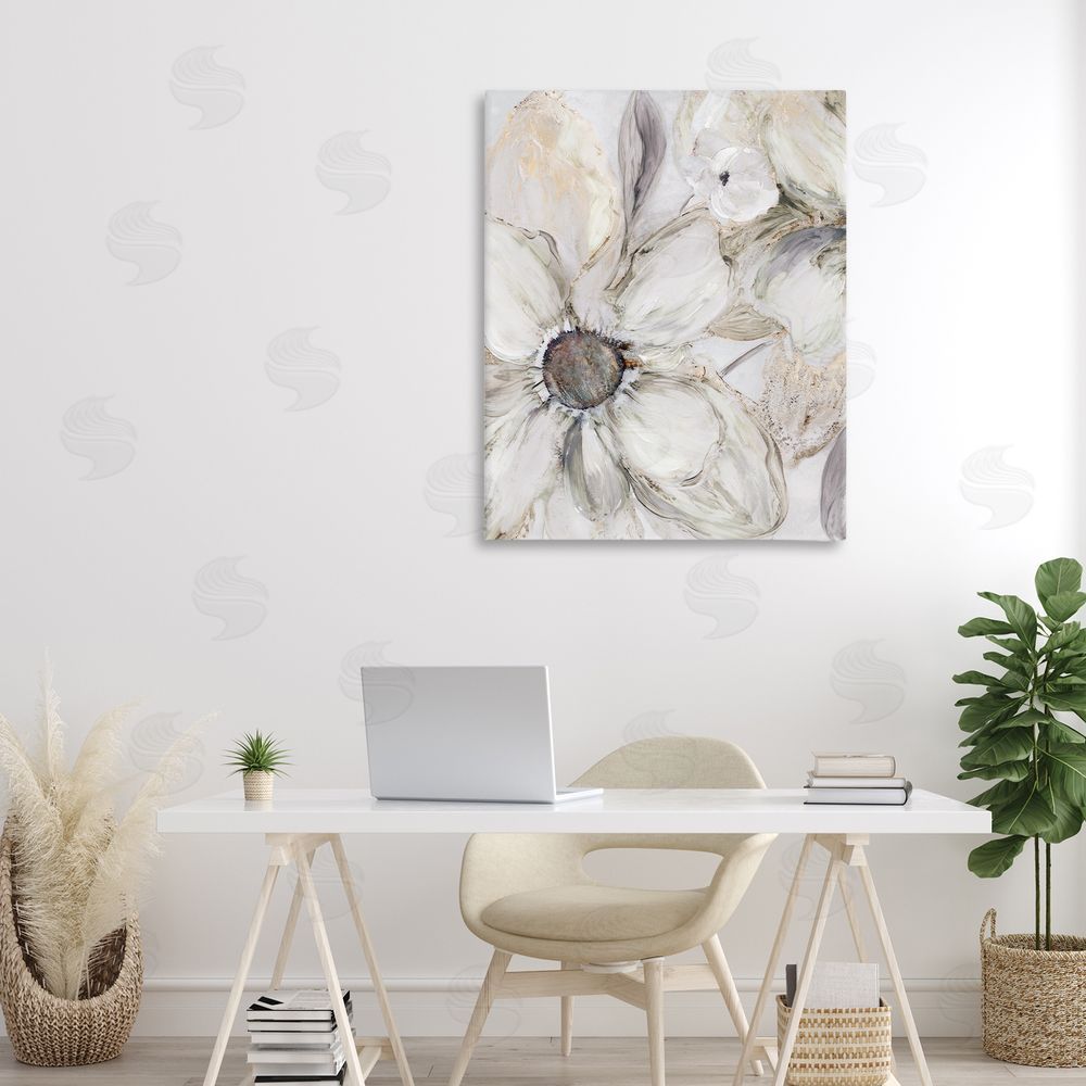 Carol Robinson Neutral Sandstone Blooms Canvas Wall Art Print in Room