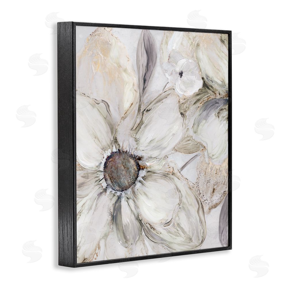 Carol Robinson Neutral Sandstone Blooms Black Framed Giclee Wall Art Print