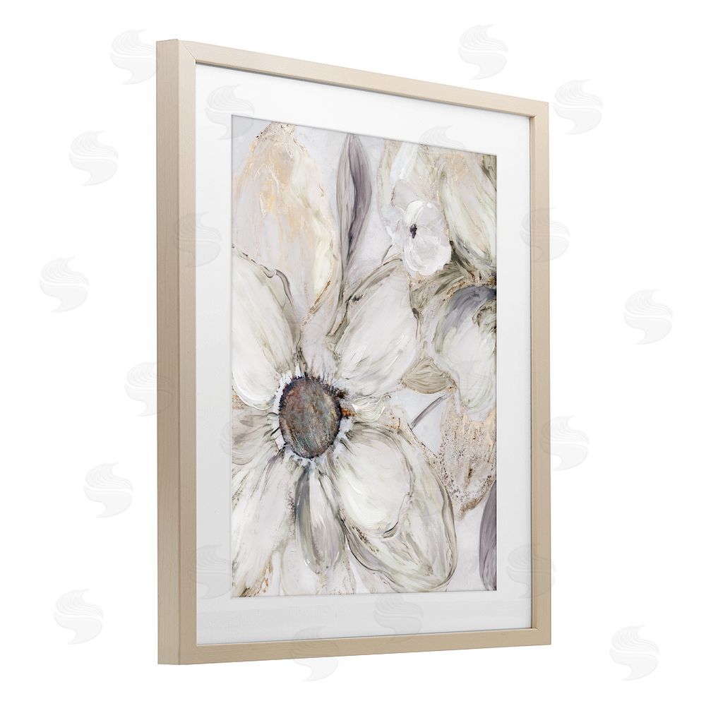 Carol Robinson Neutral Sandstone Blooms Birch Framed Print Under Glass Wall Art