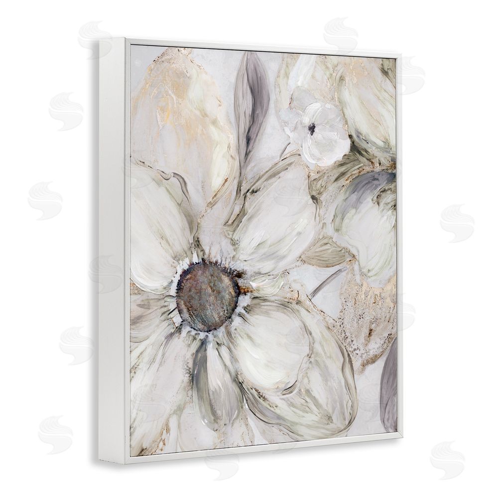 Carol Robinson Neutral Sandstone Blooms White Framed Giclee Wall Art Print