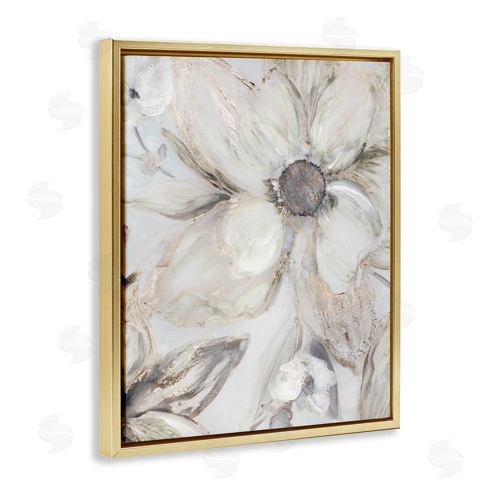 Carol Robinson Sandstone Tone Blooms Gold Floating Frame Canvas Wall Art Print