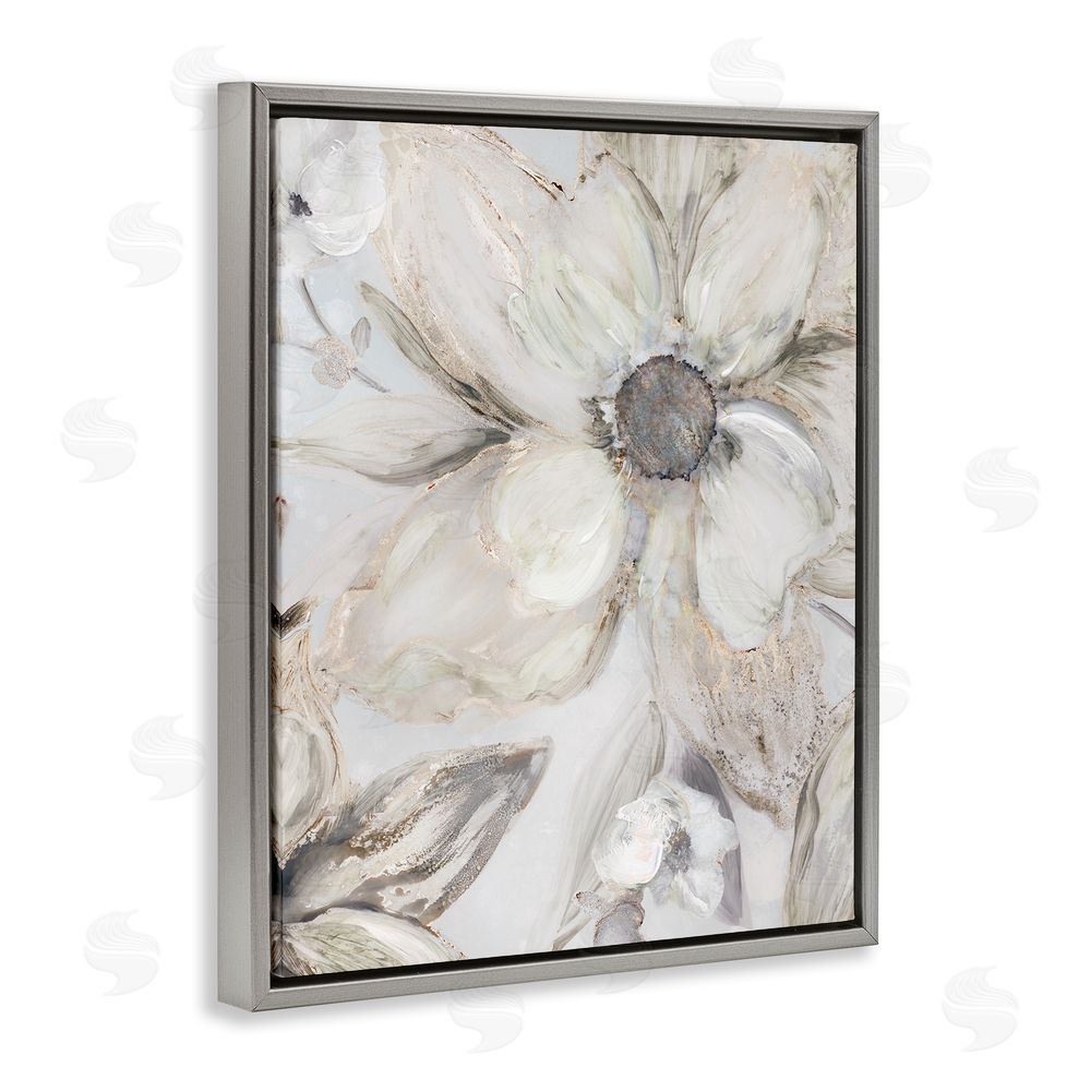 Carol Robinson Sandstone Tone Blooms Gray Floating Frame Canvas Wall Art Print