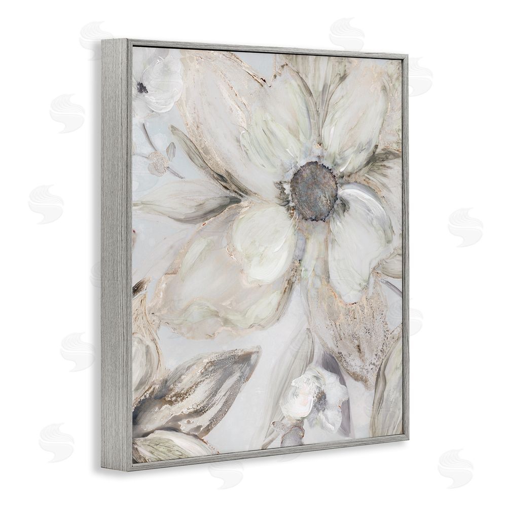 Carol Robinson Sandstone Tone Blooms Gray Framed Giclee Wall Art Print