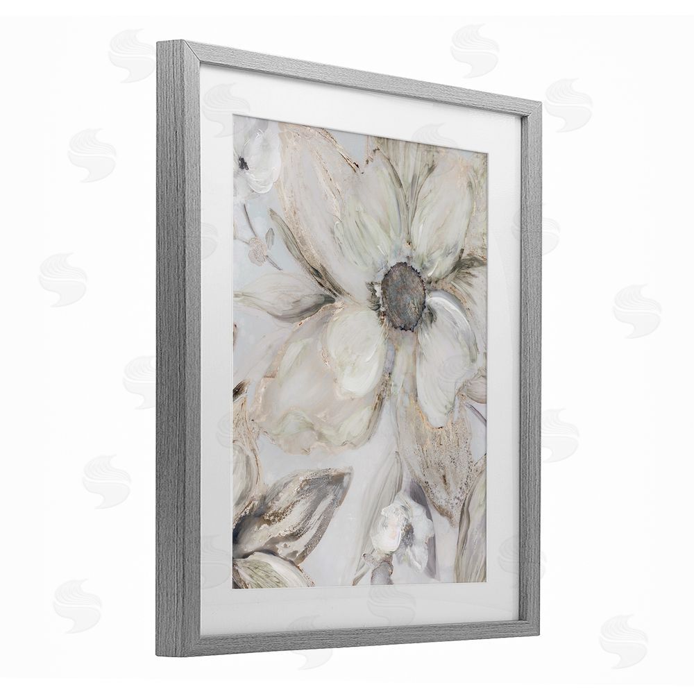 Carol Robinson Sandstone Tone Blooms Gray Framed Print Under Glass Wall Art