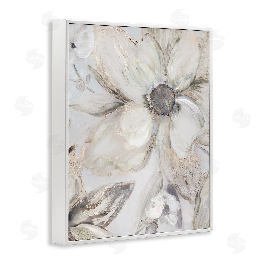 Carol Robinson Sandstone Tone Blooms White Framed Giclee Wall Art Print