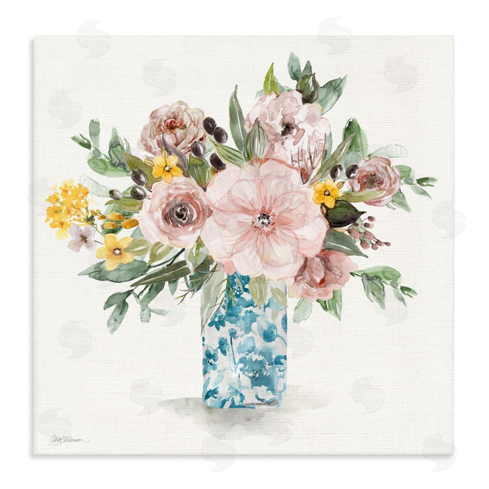 Carol Robinson Summer Chinoiserie Vase Stretched Canvas Wall Art Print