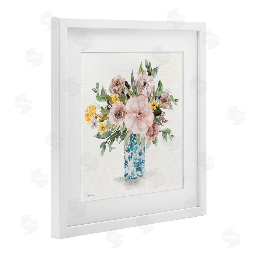Carol Robinson Summer Chinoiserie Vase White Framed Print Under Glass Wall Art