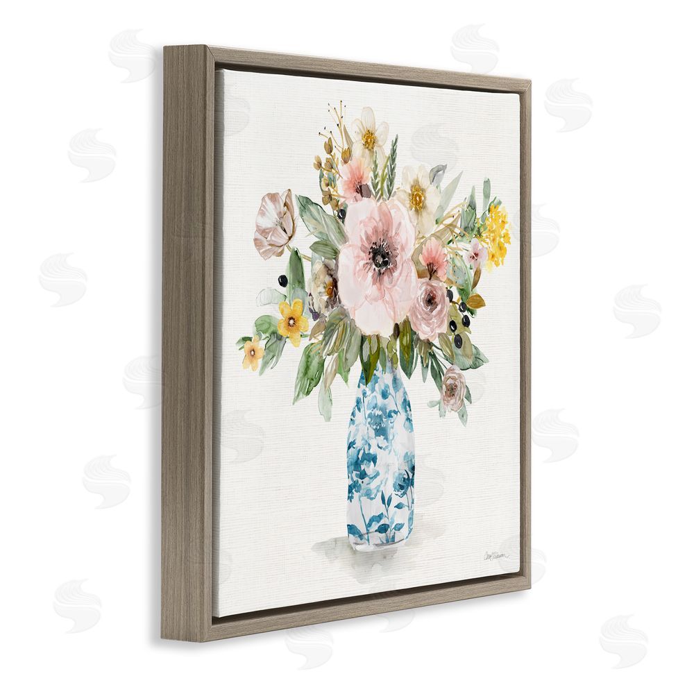 Carol Robinson Summer Chinoiserie Assortment Brown Floating Frame Canvas Wall Art Print
