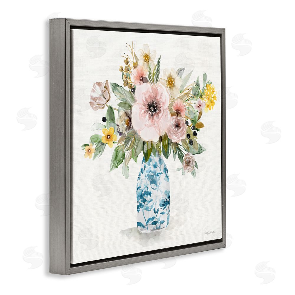 Carol Robinson Summer Chinoiserie Assortment Gray Floating Frame Canvas Wall Art Print