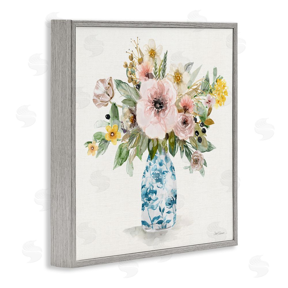 Carol Robinson Summer Chinoiserie Assortment Gray Framed Giclee Wall Art Print