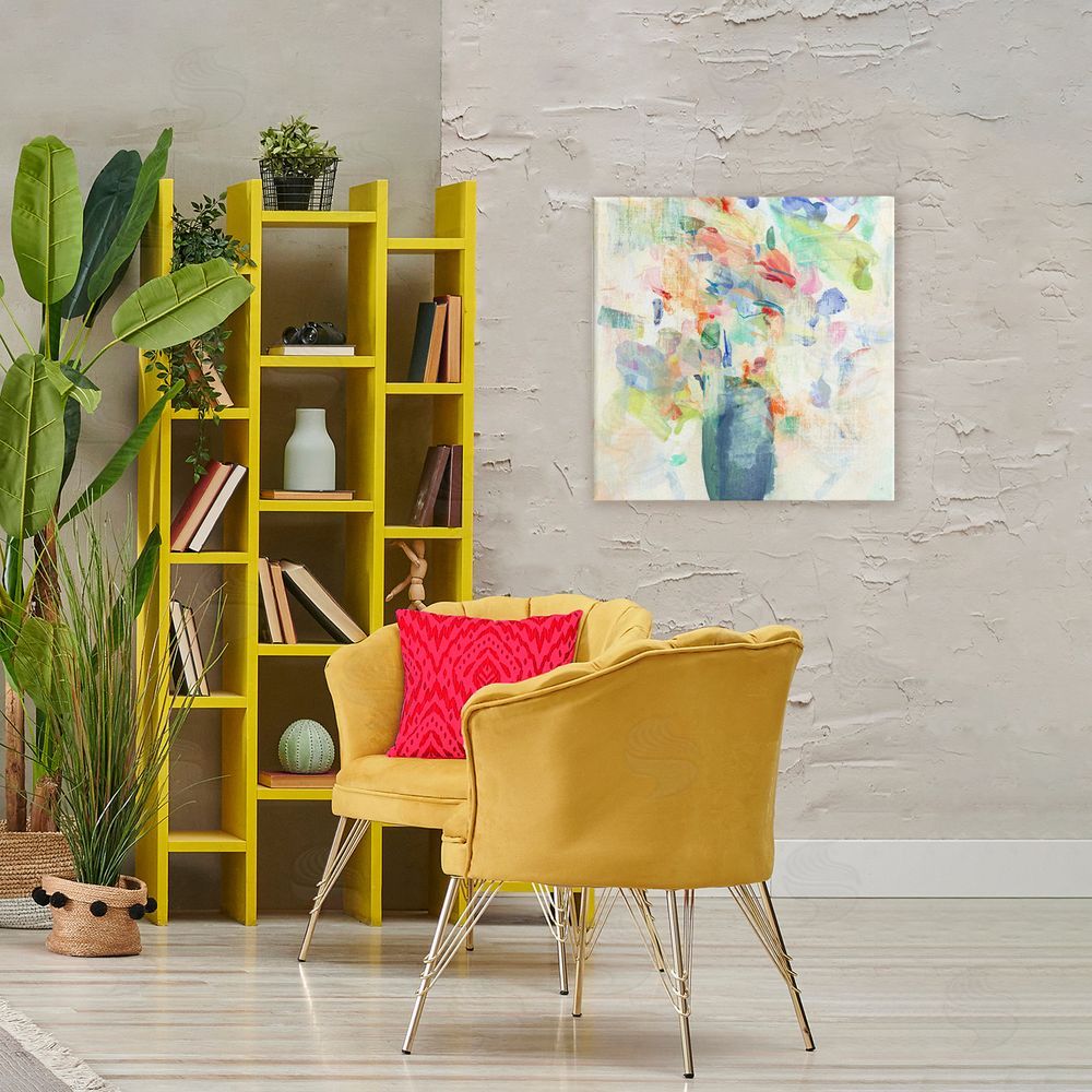 Susan Jill Summer Flowers Brushstrokes Stretched Canvas Wall Art in Room