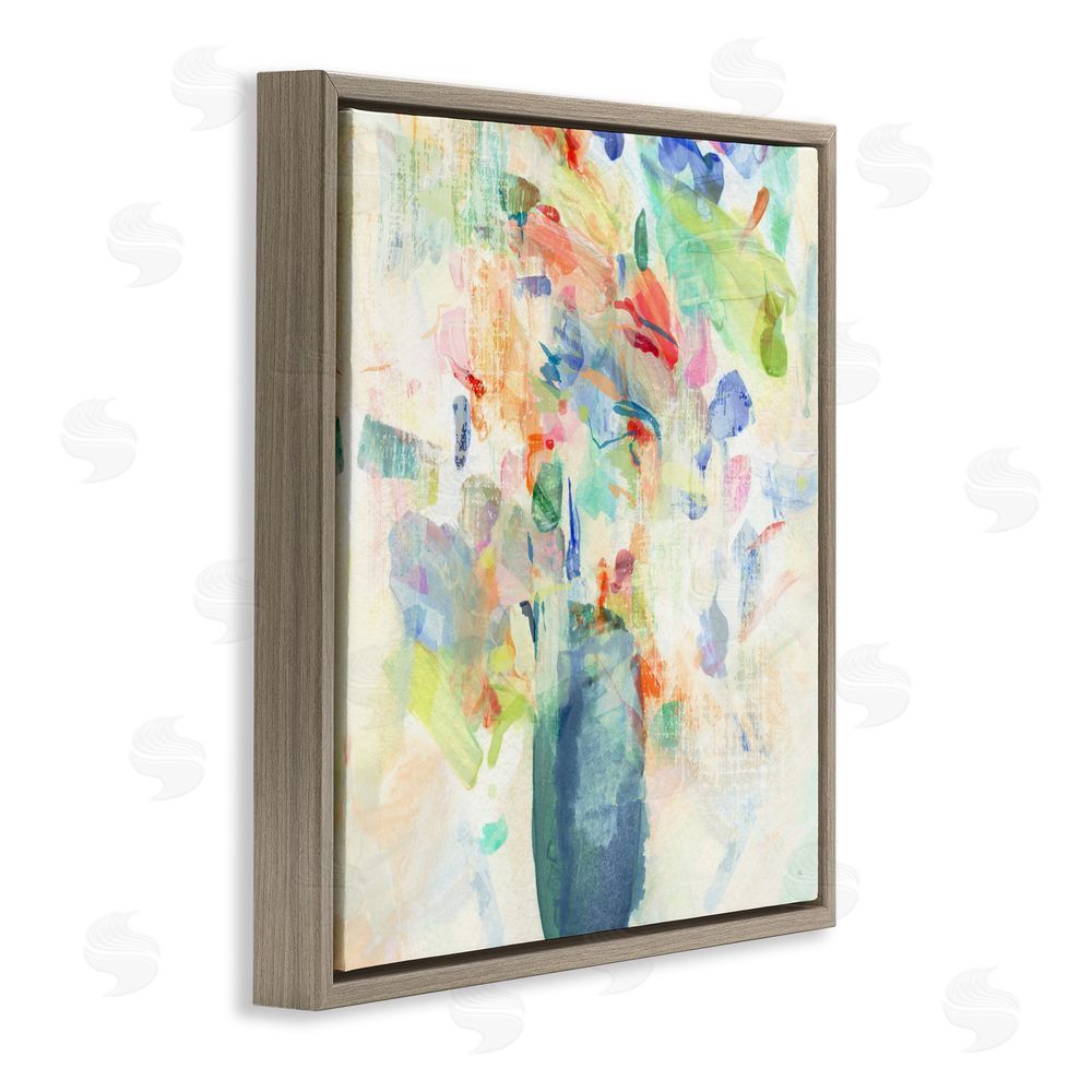 Susan Jill Summer Flowers Brushstrokes Brown Floating Frame Canvas Wall Art Print