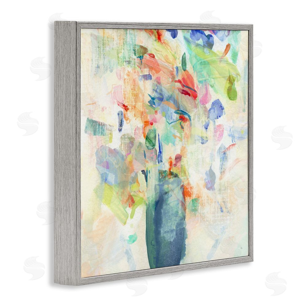 Susan Jill Summer Flowers Brushstrokes Gray Framed Giclee Wall Art Print