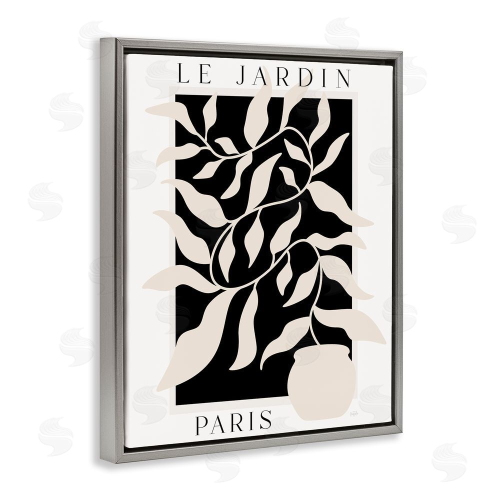 Natalie Carpentieri Le Jardin Paris Botanicals Gray Floating Frame Canvas Wall Art Print