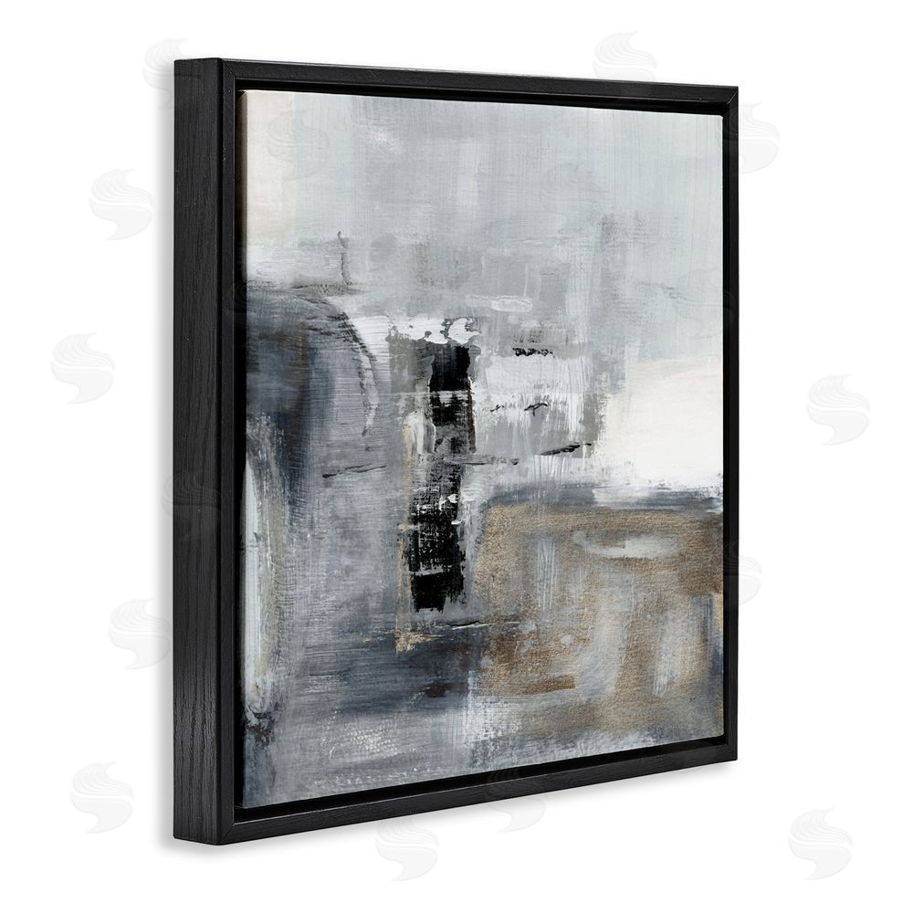 Susan Jill Still Waters Monochrome Abstraction Black Floating Frame Canvas Wall Art Print