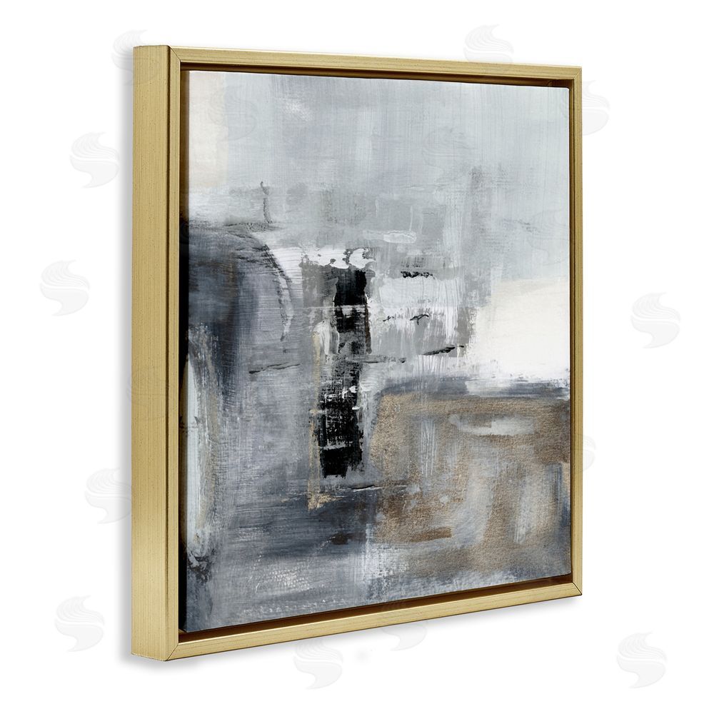Susan Jill Still Waters Monochrome Abstraction Gold Floating Frame Canvas Wall Art Print