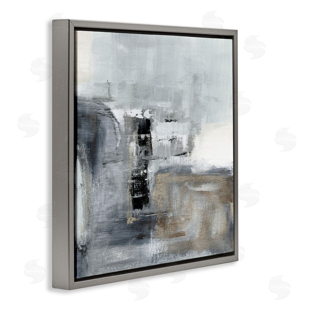 Susan Jill Still Waters Monochrome Abstraction Gray Floating Frame Canvas Wall Art Print