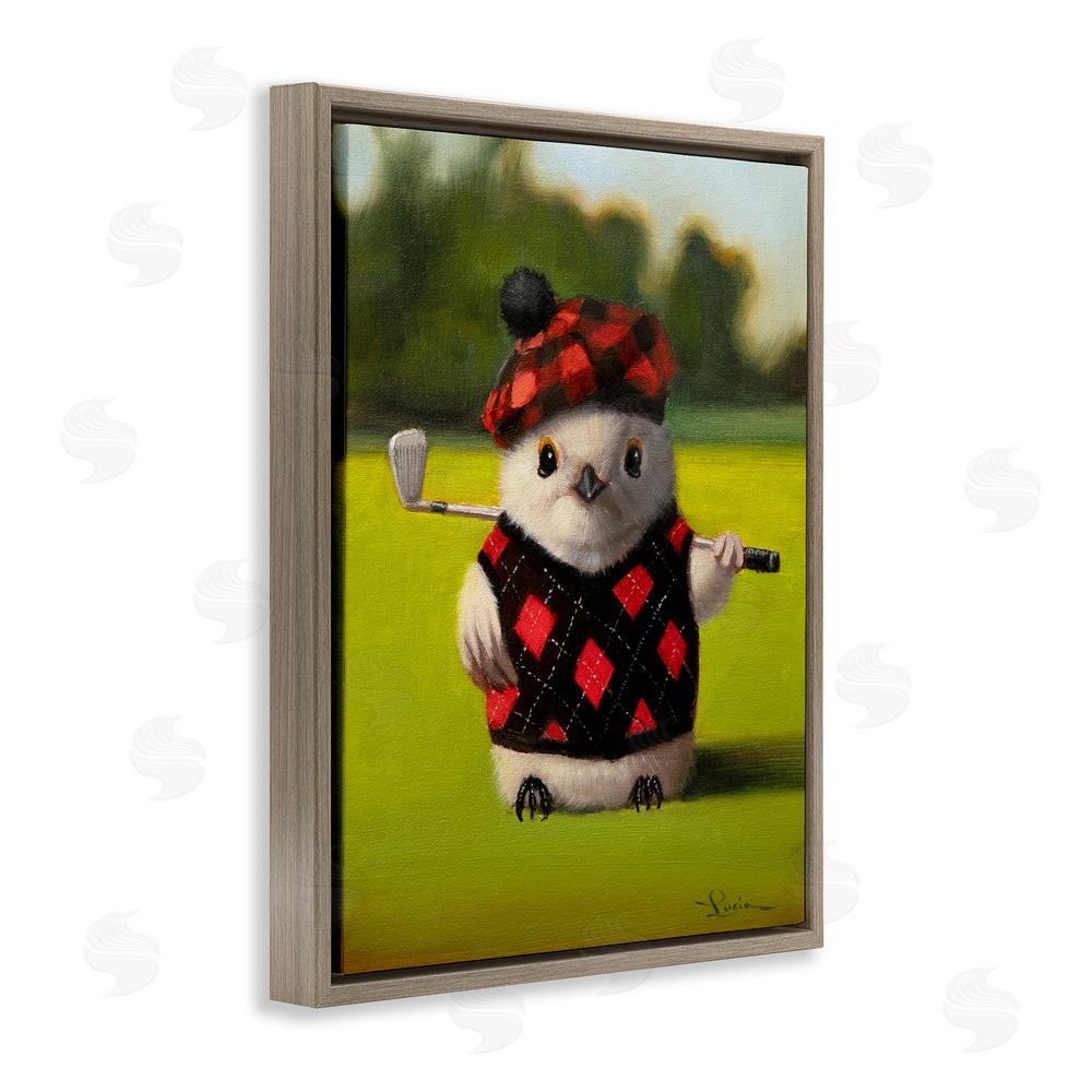 Lucia Heffernan Birdie Golf Swing Brown Floating Frame Canvas Wall Art Print