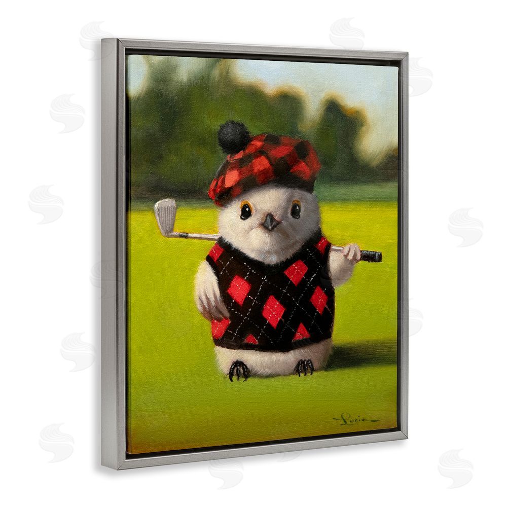 Lucia Heffernan Birdie Golf Swing Gray Floating Frame Canvas Wall Art Print