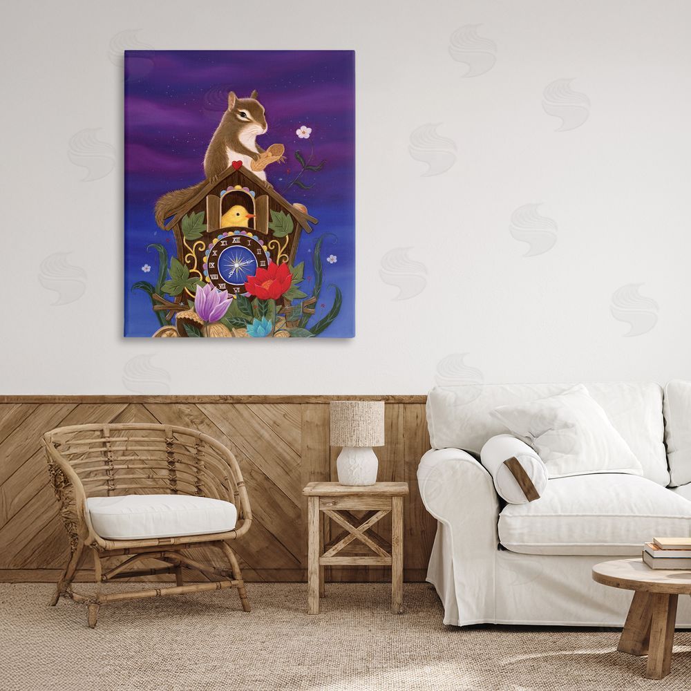 Gina Matarazzo Nighttime Snack Squirrel Canvas Wall Art Print in Room