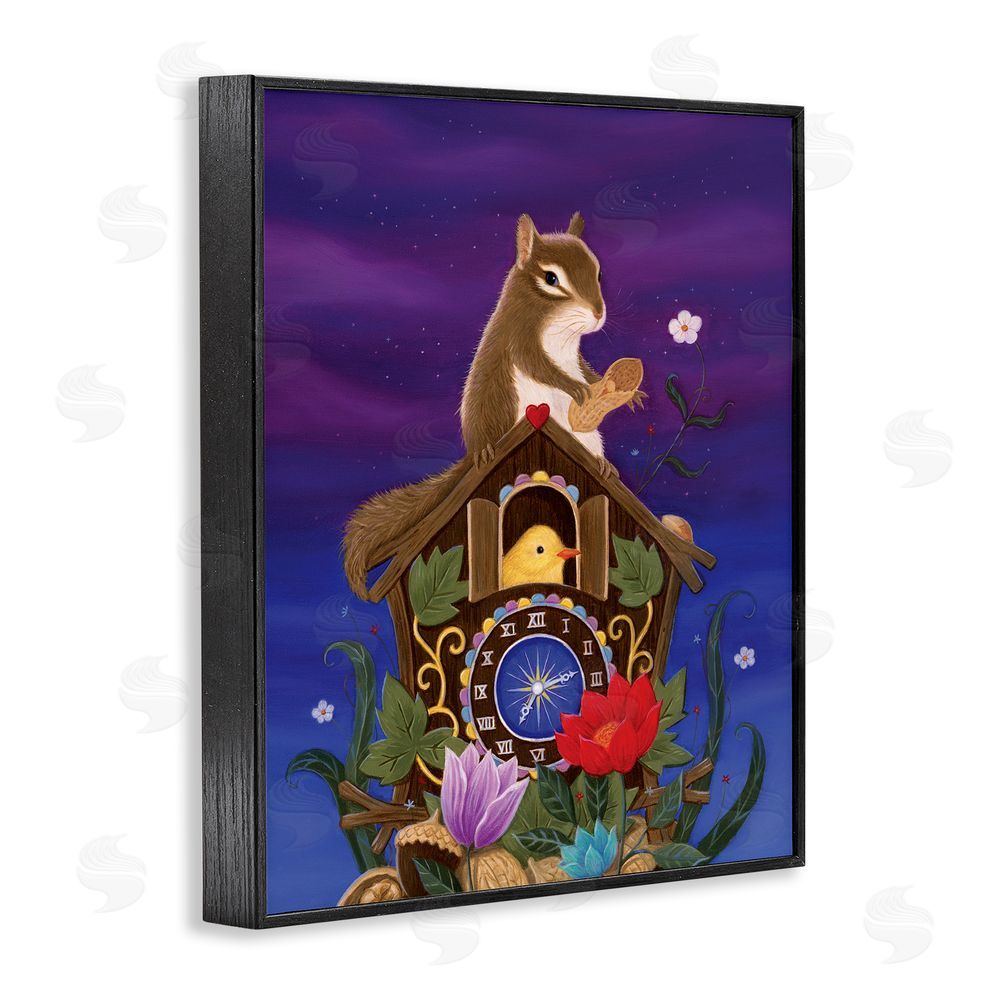 Gina Matarazzo Nighttime Snack Squirrel Black Framed Giclee Wall Art Print
