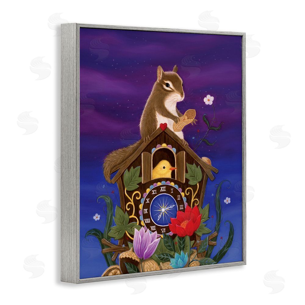 Gina Matarazzo Nighttime Snack Squirrel Gray Framed Giclee Wall Art Print