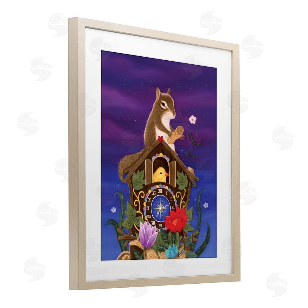 Gina Matarazzo Nighttime Snack Squirrel Birch Framed Print Under Glass Wall Art