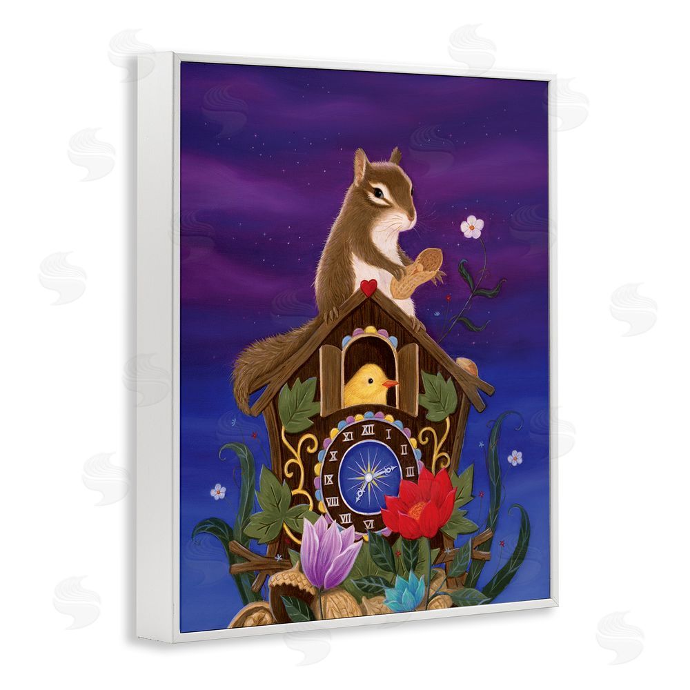 Gina Matarazzo Nighttime Snack Squirrel White Framed Giclee Wall Art Print