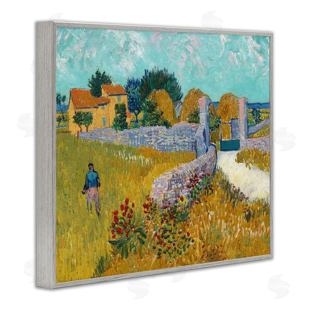 Vincent Van Gogh Farmhouse In Provence Gray Framed Giclee Wall Art Print
