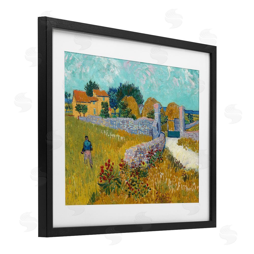 Vincent Van Gogh Farmhouse In Provence Black Framed Print Under Glass Wall Art