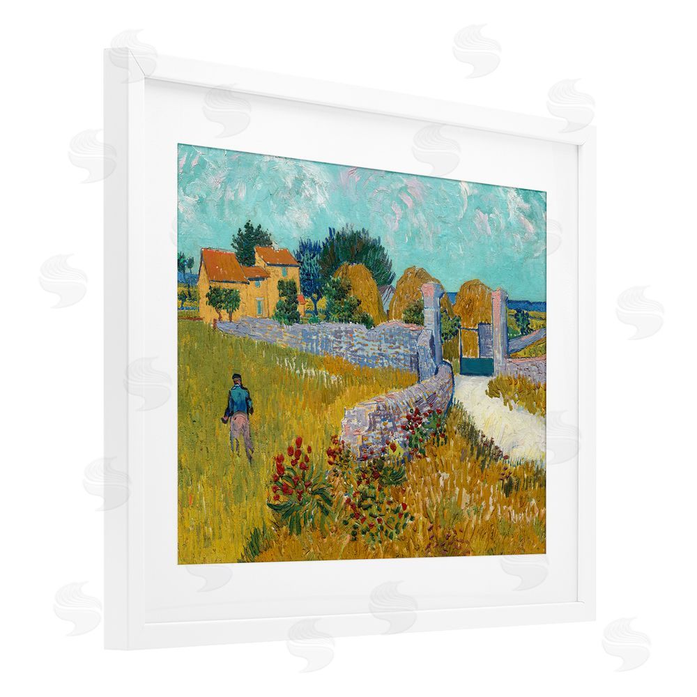 Vincent Van Gogh Farmhouse In Provence White Framed Print Under Glass Wall Art