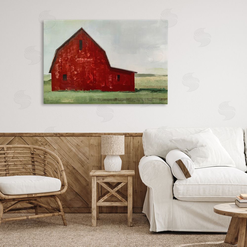Max Maxx Red Weathered & Wise Barn Canvas Wall Art Print in Room