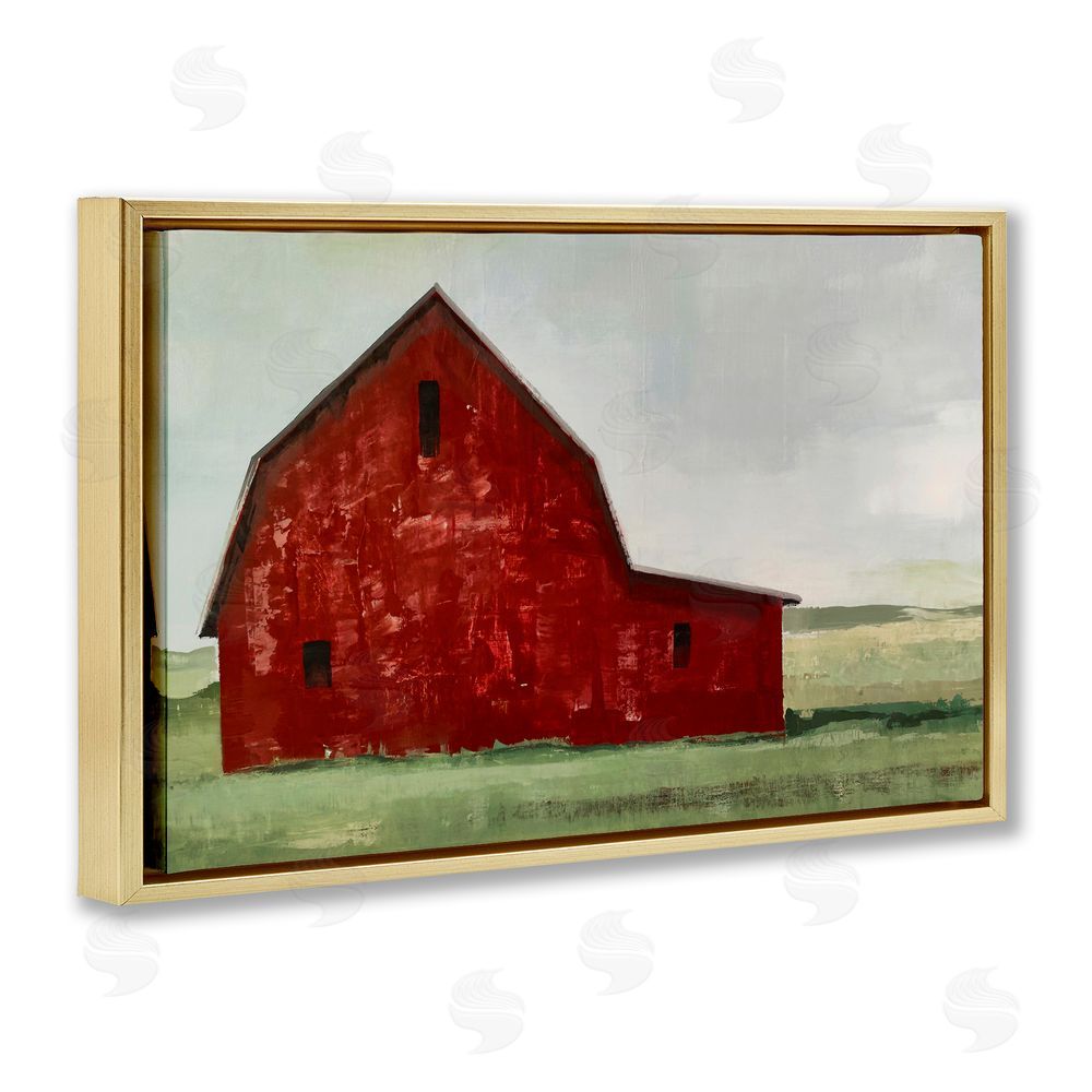 Max Maxx Red Weathered & Wise Barn Gold Floating Frame Canvas Wall Art Print