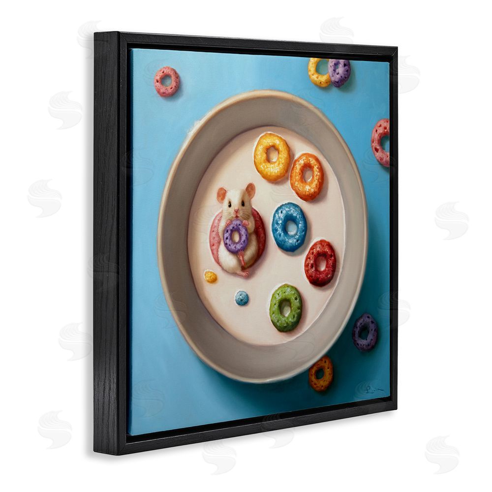 Lucia Heffernan Morning Dunk Cereal Mouse Black Floating Frame Canvas Wall Art Print