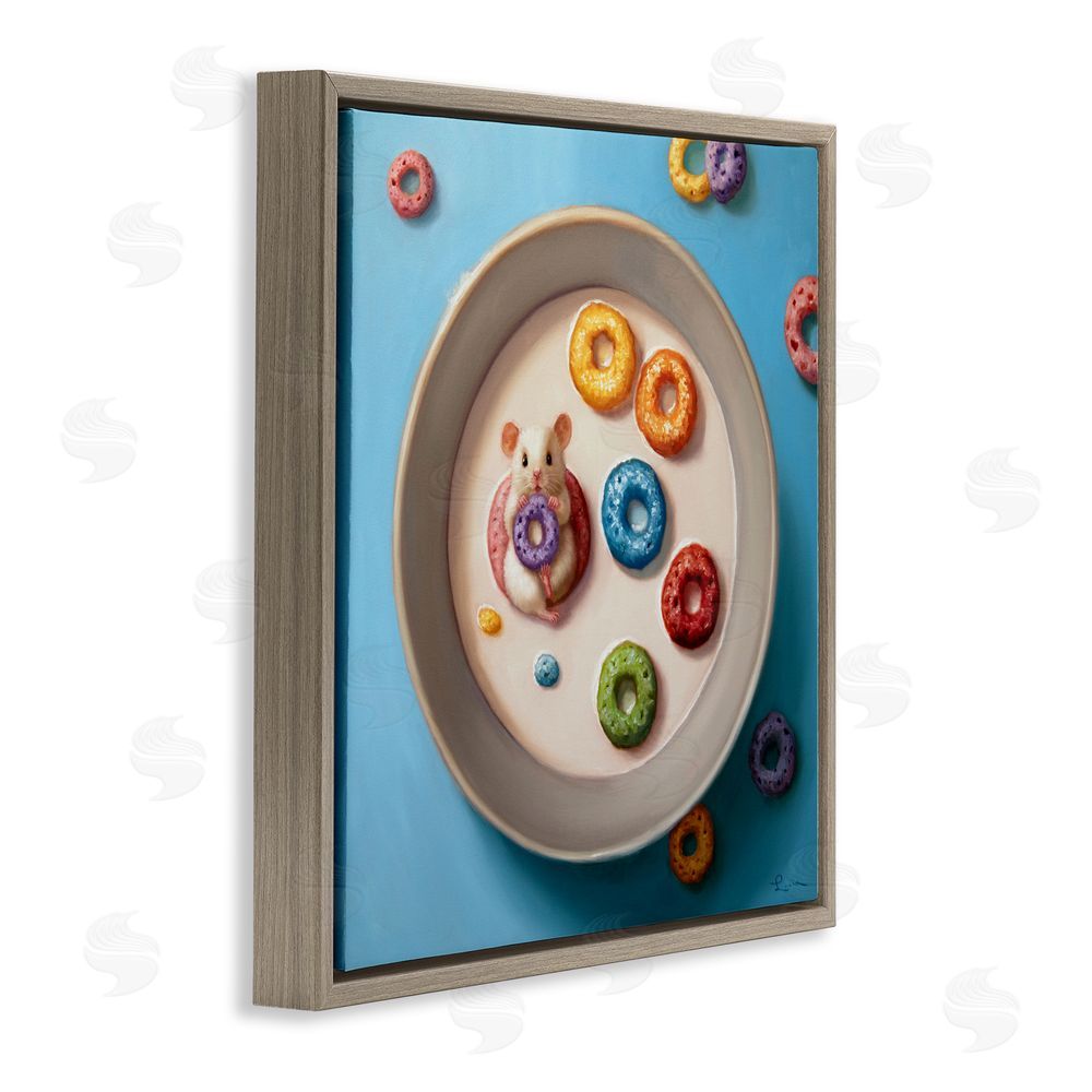 Lucia Heffernan Morning Dunk Cereal Mouse Brown Floating Frame Canvas Wall Art Print