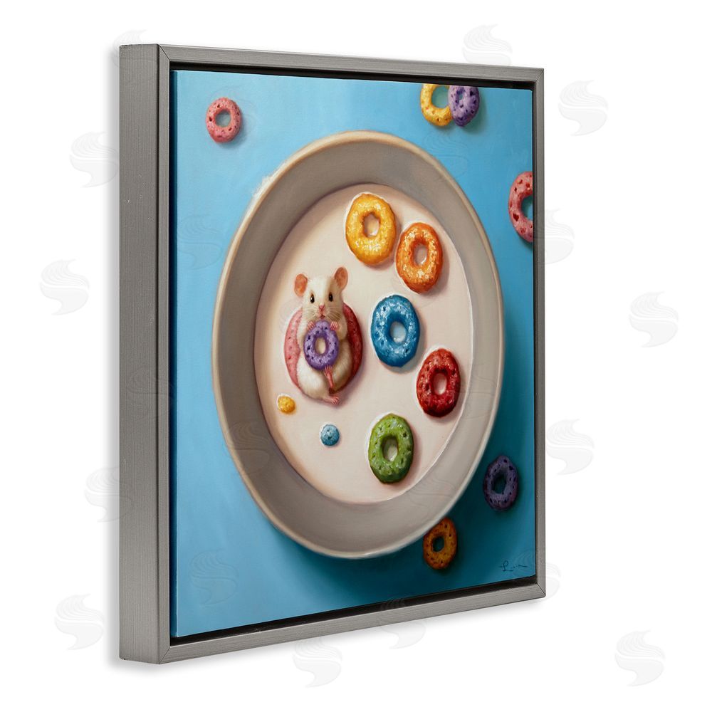 Lucia Heffernan Morning Dunk Cereal Mouse Gray Floating Frame Canvas Wall Art Print