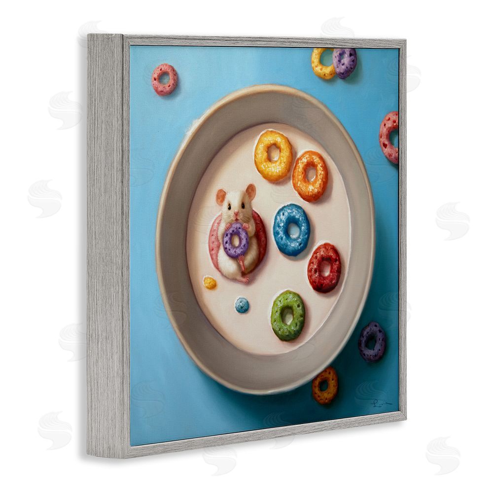 Lucia Heffernan Morning Dunk Cereal Mouse Gray Framed Giclee Wall Art Print