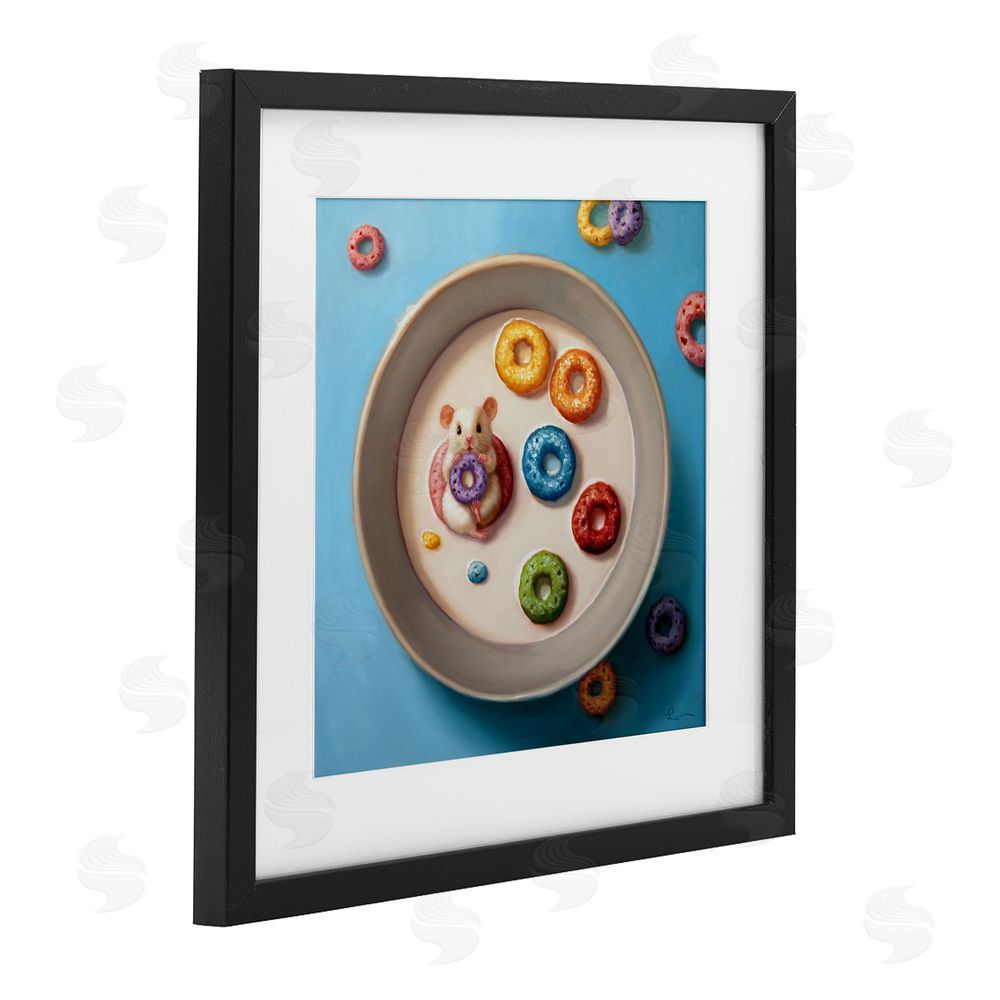 Lucia Heffernan Morning Dunk Cereal Mouse Black Framed Print Under Glass Wall Art