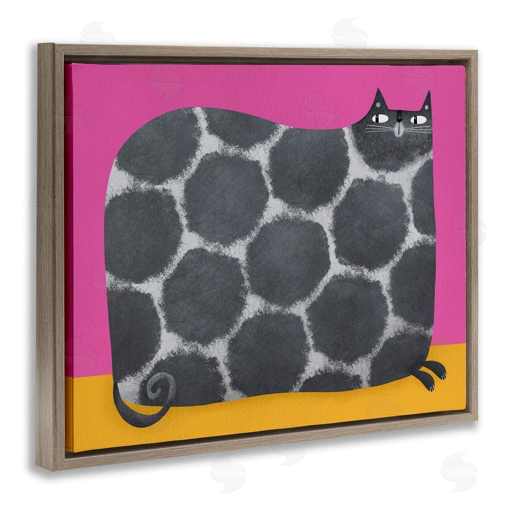 Gabriela Avila Big Spots on Cat Brown Floating Frame Canvas Wall Art Print