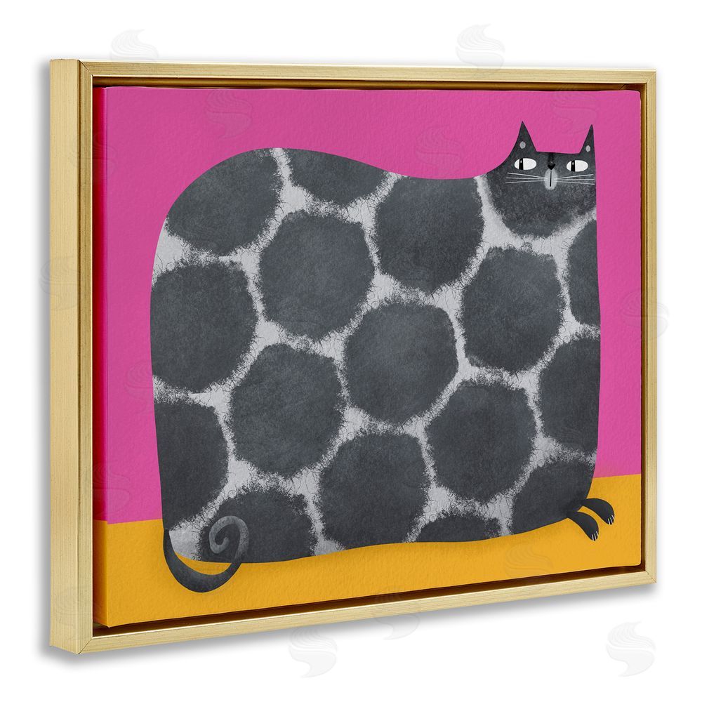 Gabriela Avila Big Spots on Cat Gold Floating Frame Canvas Wall Art Print