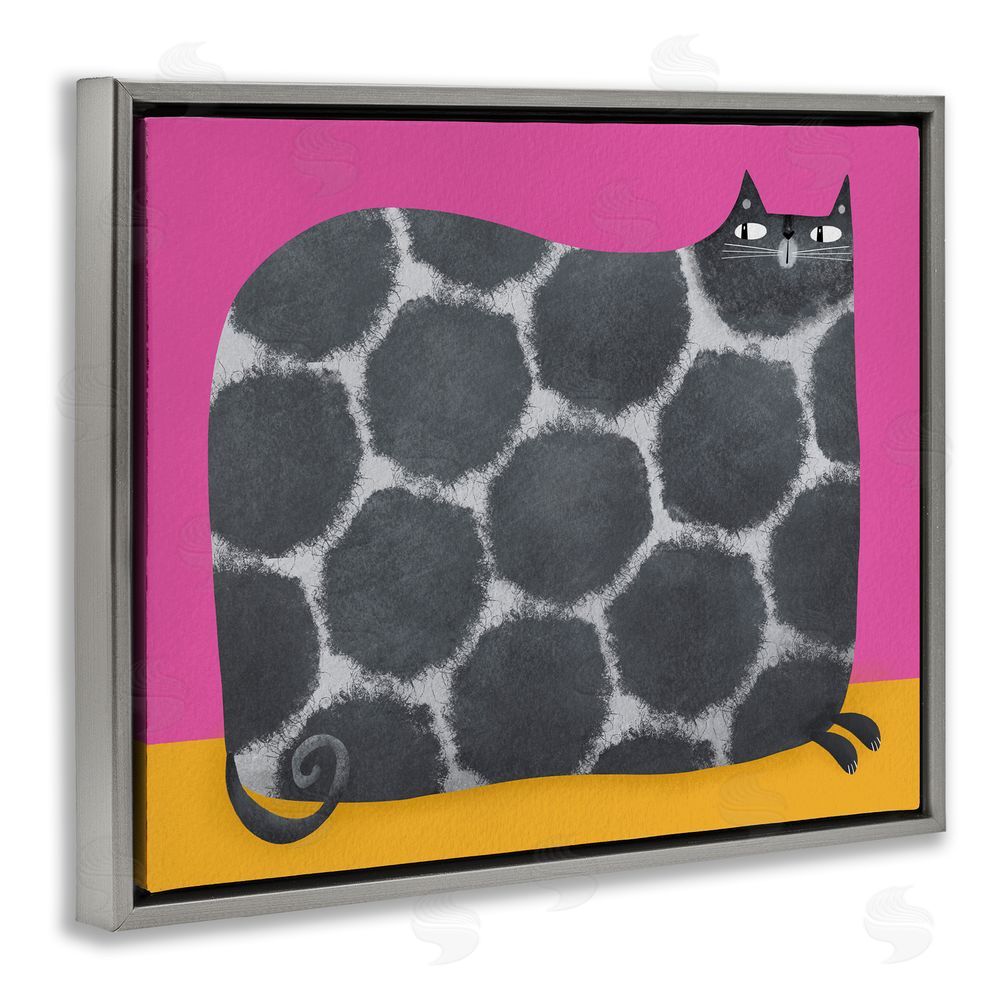 Gabriela Avila Big Spots on Cat Gray Floating Frame Canvas Wall Art Print