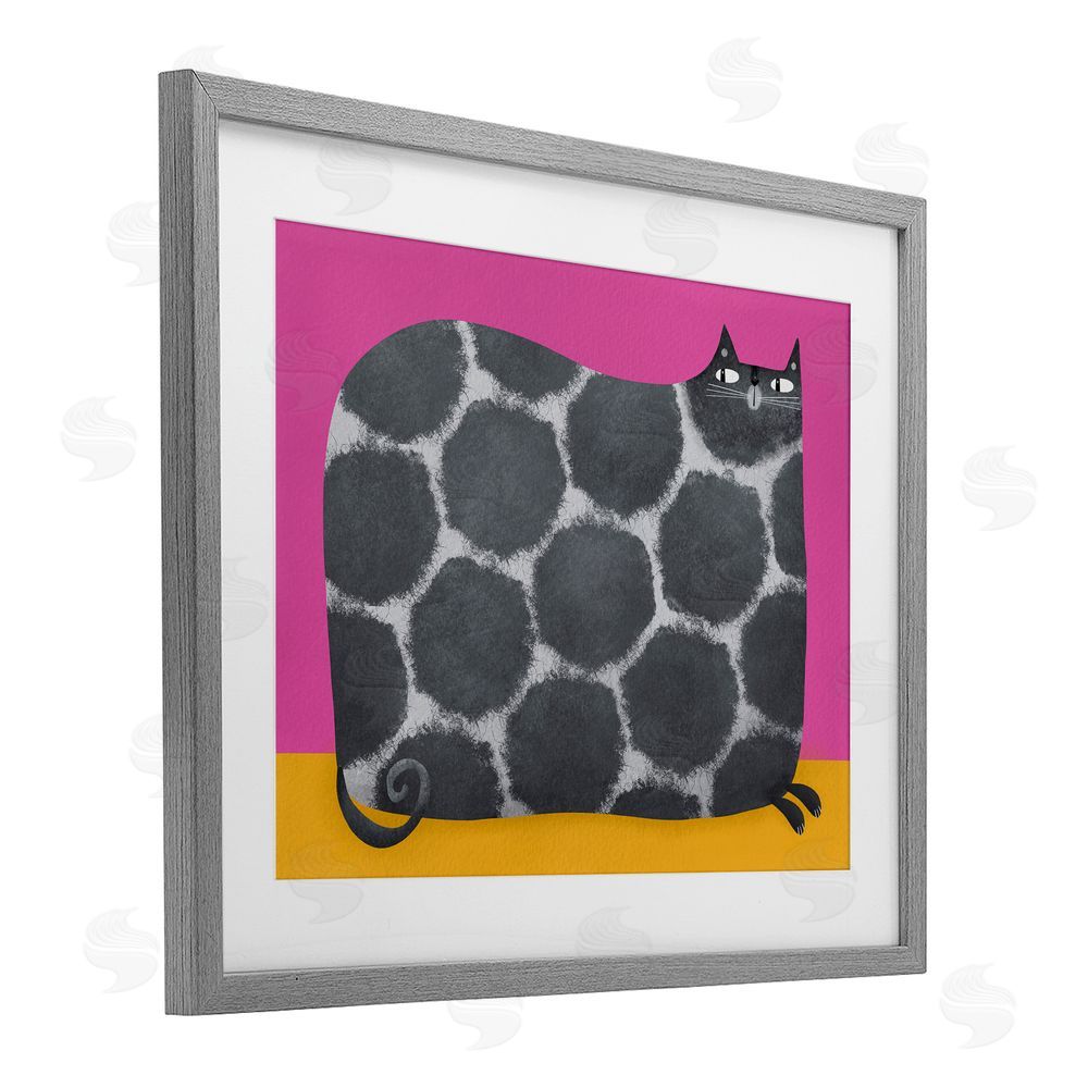 Gabriela Avila Big Spots on Cat Gray Framed Print Under Glass Wall Art