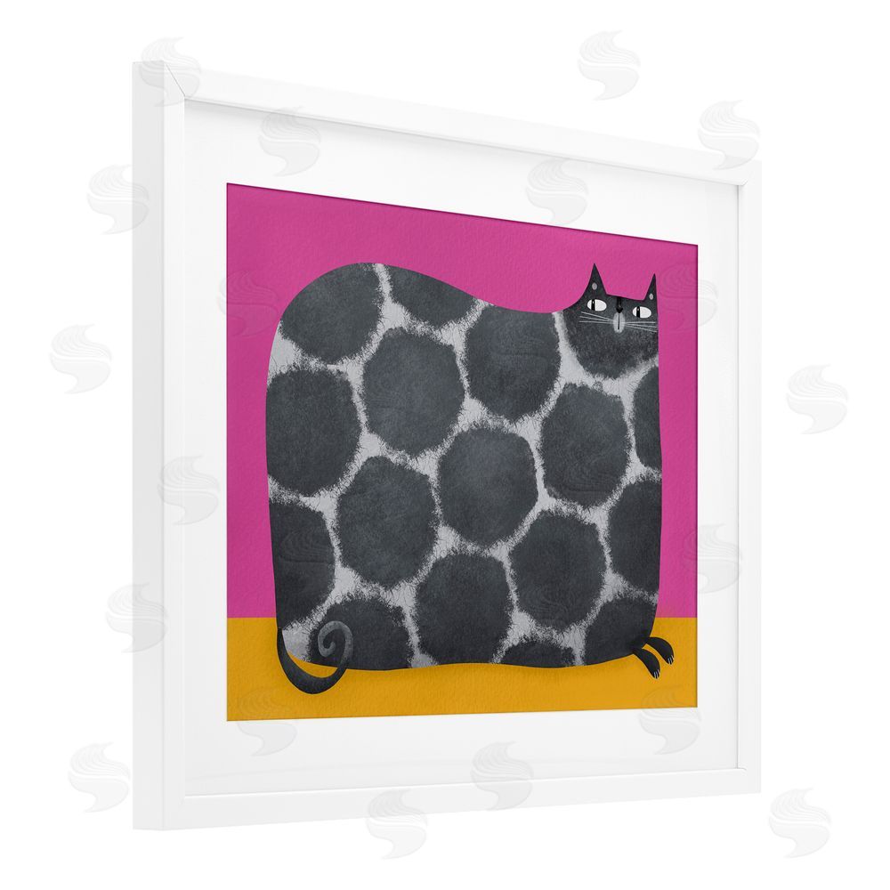 Gabriela Avila Big Spots on Cat White Framed Print Under Glass Wall Art